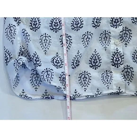Talbots Navy Blue Allover Print Cotton Button Down Shirt, Size M - Picture 11 of 11